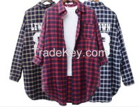 Latest New Design Hot Sales woman Checked with printed shirt, Long loose fit shirt for wholesale