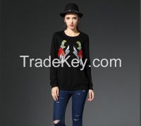 wholesale ladies Sweatshirt with Embordiery Design and tops long sleeve women Sweatshirt 2016