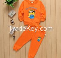 Spring season for Newest version cute pure cotton children clothing sets in wholesale