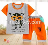 Wolesale summer children clothing sets with funny dog printed 2 pcs sets