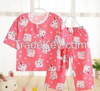Wholesale cartoon 100% cotton family pajamas child clothes set