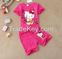 Hot sell in summer wholesale Newest version cute pure cotton children clothing sets