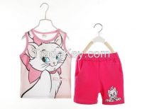 Wholesale summer tank top set with Newest version cute pure cotton children clothing sets