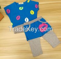 Lovely Girls clothing set 100% pure cotton children clothing sets for wholesale