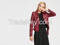 Hot Sell 2016 wholesale high quality leather moto jacket custom design women bike jacket