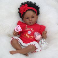 20 Inch Realistic Newborn Baby Dolls Vinyl African American Reborn Baby Doll with Soft Body