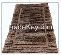 Tapis effilloch  avec fark en laine de ch vre marron