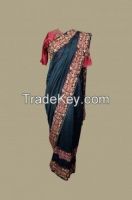SA 125 - Organic hand embroidered black saree