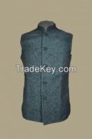 BMJ 109 - Quilted mens nehru jacket self embroidered in a floral motif