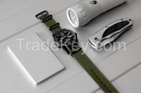 Aluminium quartz watch, nylon strap