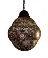 Intricate Silvery Moroccan Brass Hanging Lantern