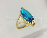 Ring Navette 18k Yellow Gold with stone