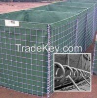 Defensive barrier flood wall gabion retaining wall