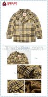 2015 Autumn Plaid Kids Long Sleeve Coat Models With Warm Fur Lining