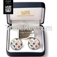 Money Clip Golf Ball Marker Set With Mother Of Pearl Peacock Design , Korean Traditional Handicraft Gift