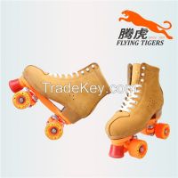 Flying Tigers Quad Roller Skates FT520 Nebuck Leather Classic For Rental Rinks Outdoor Skating That Is Comfortable- stylish- and Durable