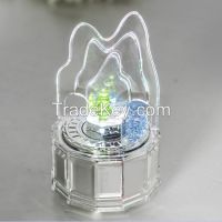 Favorable Acrylic Forest And Train Scene Music Box With Led Light, Wind Up Music Box With Custom Music