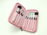 Beauty Brush Set with Pink Cute Pattern Handbag