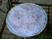 Strawberry iced vanilla candle cake single layer