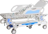 medical transport stretcher with manual adjustments of height