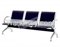 waiting-room bench with steel frame and PU leather seat cushion