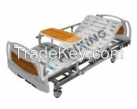 electrical hospital bed in 3-functions with manual adjustments and vertical lift movemen