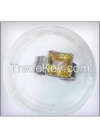 Square Yellow Zircon Silver Ring