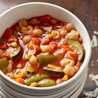 Italian Vegetable Soup With Green Peas, Parsley And Onions