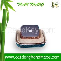 Coconut shell bamboo serving  tray ( Skype: hangleknn_1)