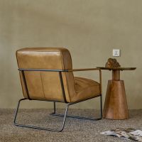  Brown Color Genuine Leather Chair with Italian Retro Style