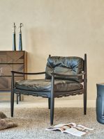 Black Color High End  Genuine Cowhide Leather Tufted Chair