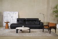 Cosy  Top Grain Genuine Light Oil Wax Cowhide Leather  Black Living Room Sofa