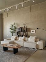 White Fabric Sectional Sofa