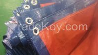 Royal Blue/ Orange Medium tarp// plastic bar corner// AL eyelet punching