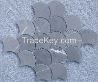 Iran Brown Marble Grand Fan Shaped Fish Scale Mosaic Tile 