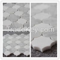 Carrara white marble flower shape waterjet mosaic tile polished