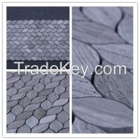 Grey Wood leaf shape Mosaic waterjet mosaic