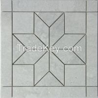 Grey marble tile flower shape mosaic 