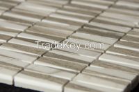 small strip match color white and grey marble mosaic tile