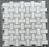 Carrara  White Mosaic Tile White marble mosaic 1*2'' Basketweave+dot polished 