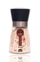 Peruvian Pink Salt from Maras in adjustable glass grinder