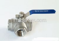 SS304 1/2"FNPT three way ball valve