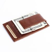 Men's Leather Magnet Money Clip Credit Card Case Holder