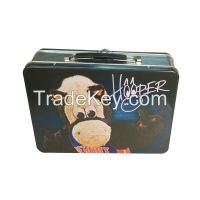 rectangular lunch tin box with plastic handle