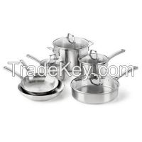 1891242 Calphalon Classic Stainless Steel Cookware Set, 10-Piece Impact-bonded aluminum bases 