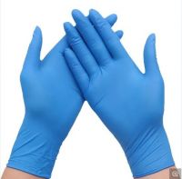 Nitrile Gloves / Protective Civilian Gloves / White And Sky Blue Nitrile Disposable Gloves