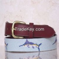 Fashion Needlepoint Belt with Swordfish