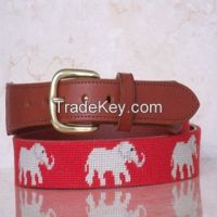 Red Elephant Needlepoint Belts