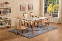 Gold dining table set with chairs