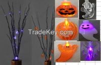 10 LED Halloween spider llights , Lighted Gauze Garland